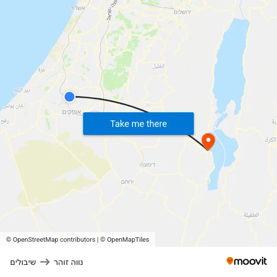 שיבולים to נווה זוהר map