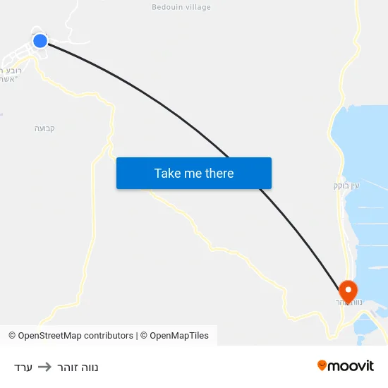 ערד to נווה זוהר map