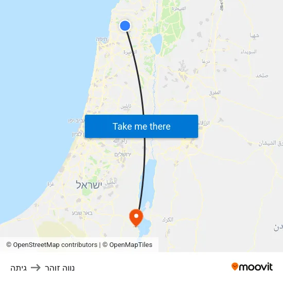 גיתה to נווה זוהר map