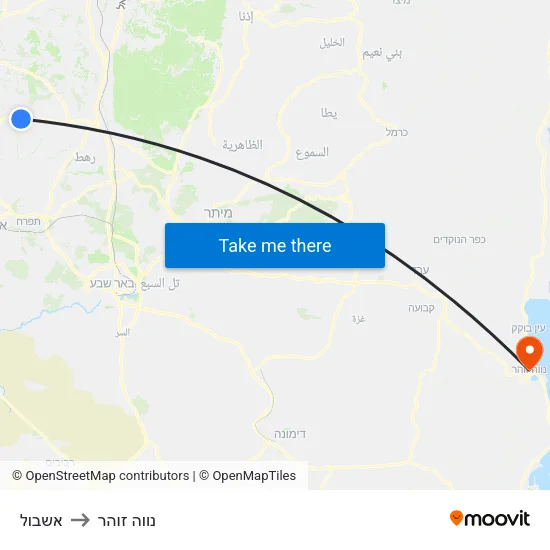 אשבול to נווה זוהר map