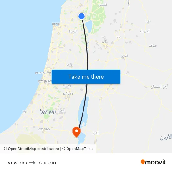 כפר שמאי to נווה זוהר map
