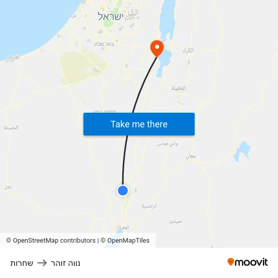 שחרות to נווה זוהר map