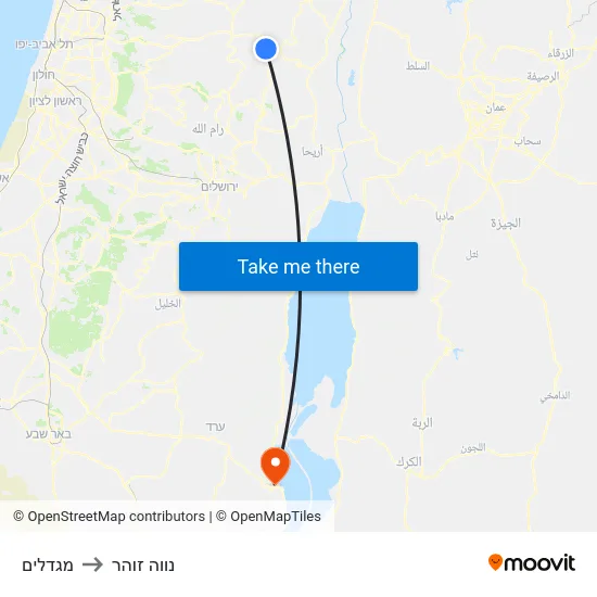 מגדלים to נווה זוהר map