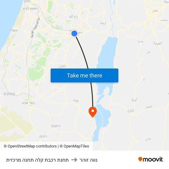 תחנת רכבת קלה תחנה מרכזית to נווה זוהר map