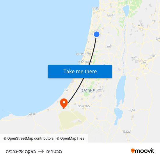 באקה אל-גרביה to מבטחים map