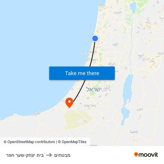 בית יצחק-שער חפר to מבטחים map