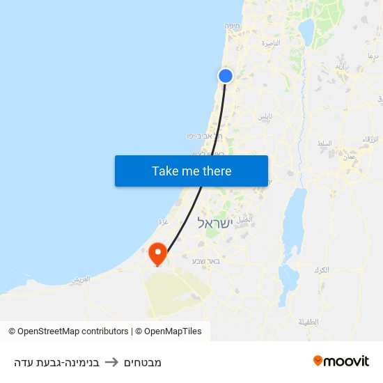 בנימינה-גבעת עדה to מבטחים map