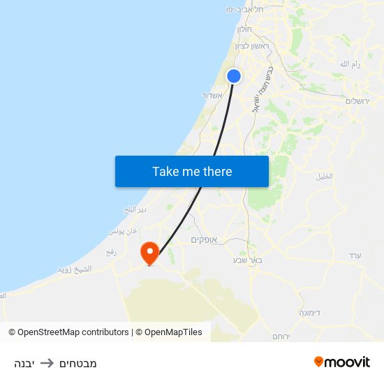 יבנה to מבטחים map