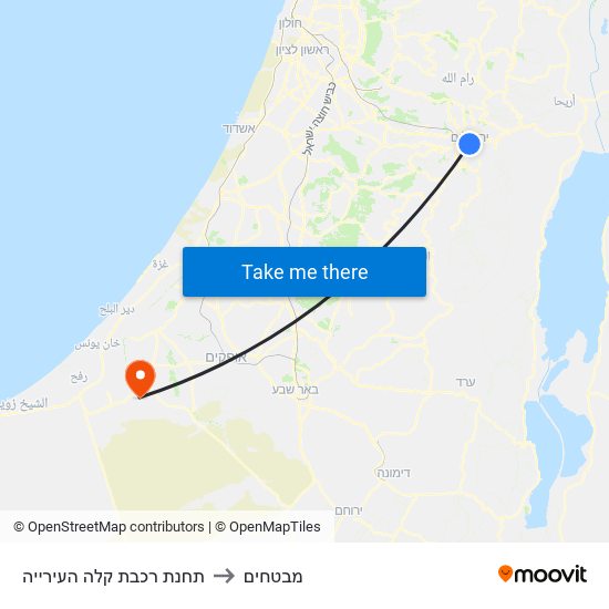 תחנת רכבת קלה העירייה to מבטחים map