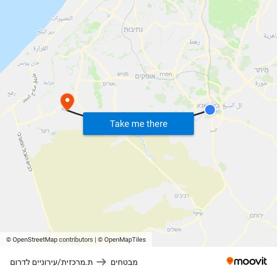 ת.מרכזית/עירוניים לדרום to מבטחים map