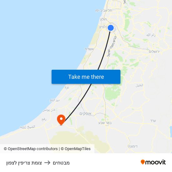 צומת צריפין לצפון to מבטחים map