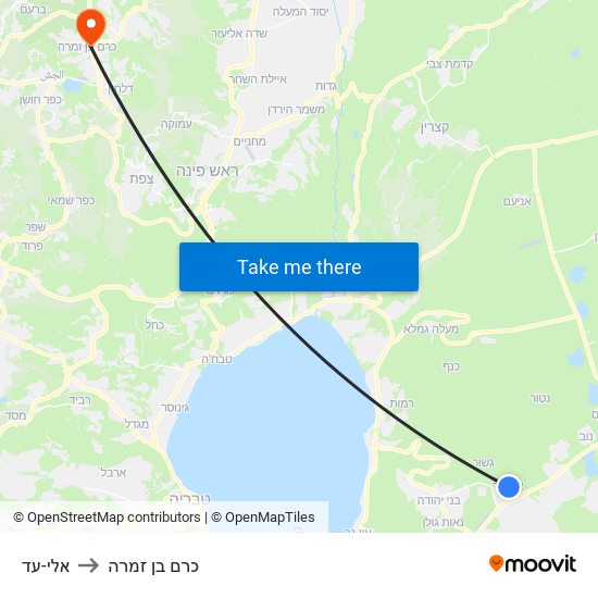 אלי-עד to כרם בן זמרה map