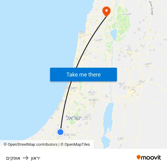 אופקים to יראון map