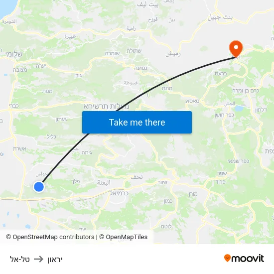 טל-אל to יראון map