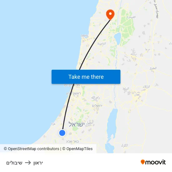 שיבולים to יראון map