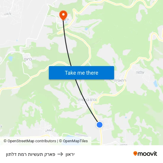 פארק תעשיות רמת דלתון to יראון map