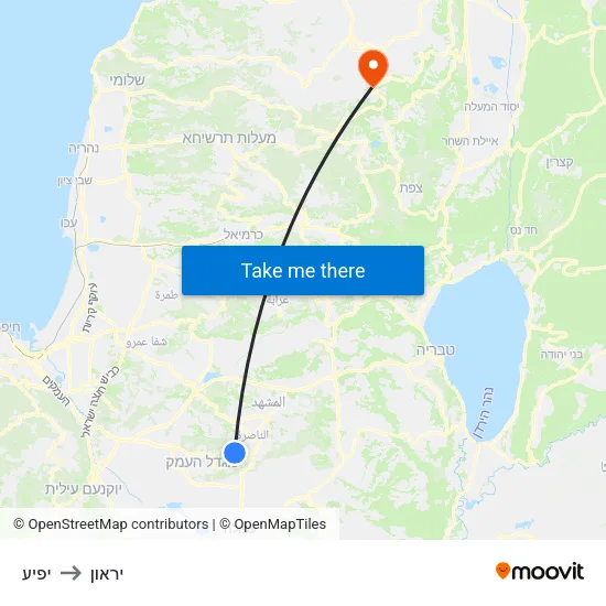 יפיע to יראון map