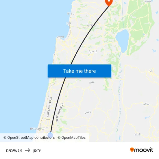 מגשימים to יראון map