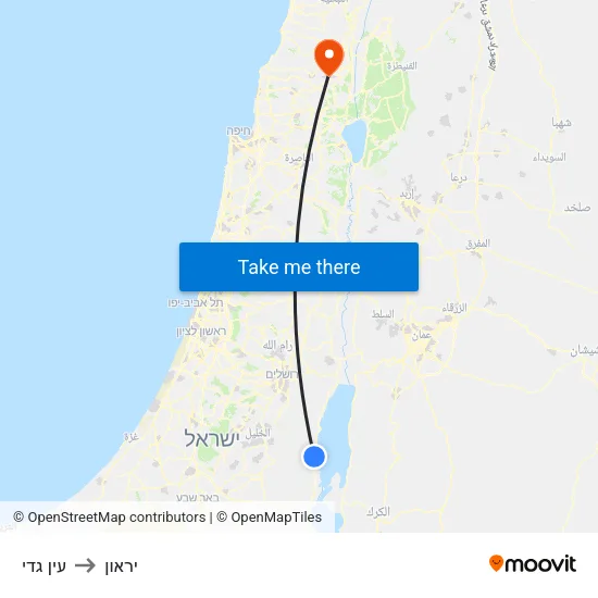 עין גדי to יראון map