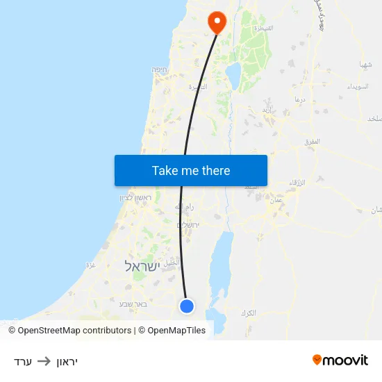 ערד to יראון map