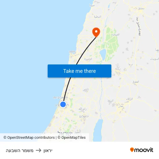 משמר השבעה to יראון map