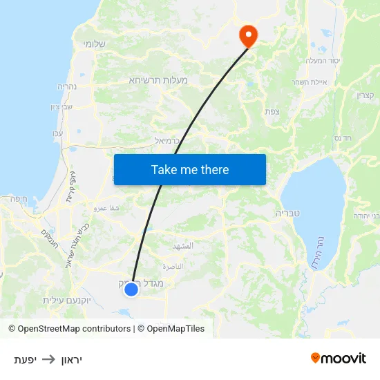יפעת to יראון map