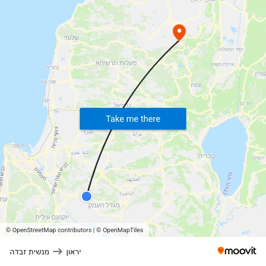 מנשית זבדה to יראון map