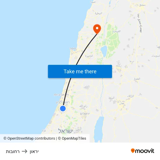 רחובות to יראון map