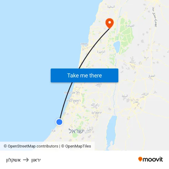 אשקלון to יראון map