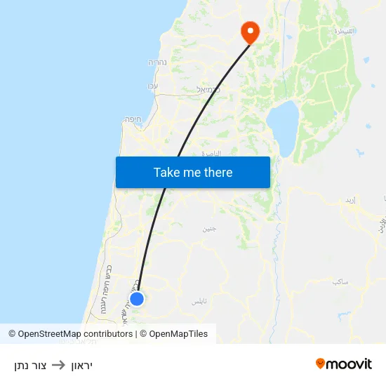 צור נתן to יראון map