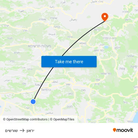 שורשים to יראון map
