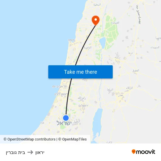 בית גוברין to יראון map