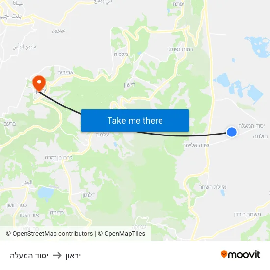 יסוד המעלה to יראון map
