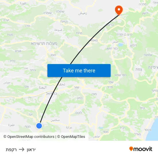 רקפת to יראון map