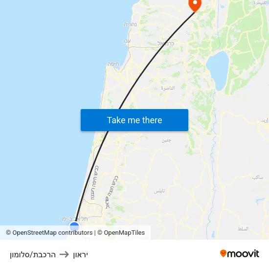 הרכבת/סלומון to יראון map