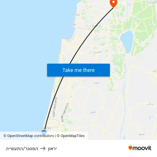 המסגר/התעשייה to יראון map