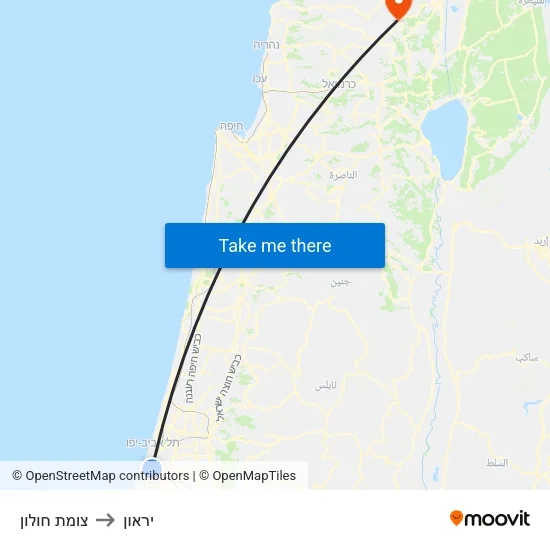 צומת חולון to יראון map