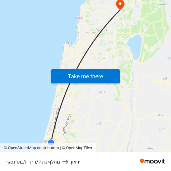 מחלף גהה/דרך ז'בוטינסקי to יראון map