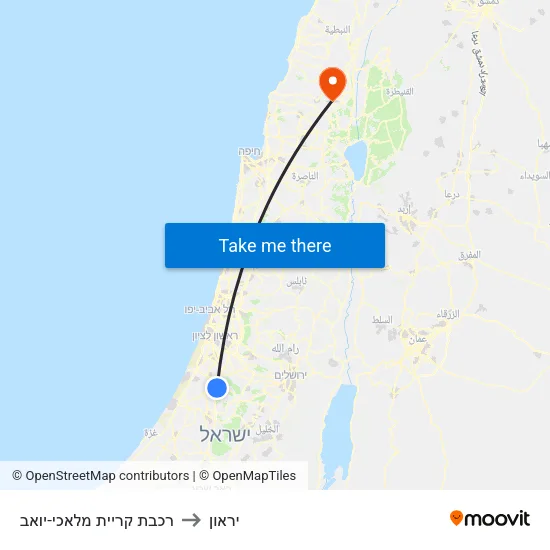 רכבת קריית מלאכי-יואב to יראון map