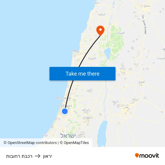 רכבת רחובות to יראון map