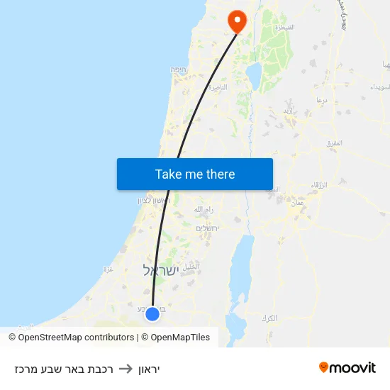 רכבת באר שבע מרכז to יראון map