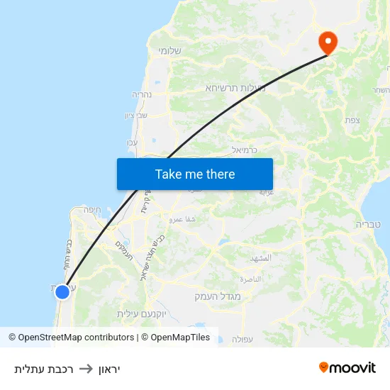 רכבת עתלית to יראון map