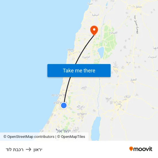 רכבת לוד to יראון map