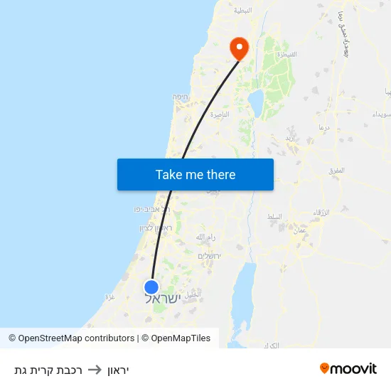 רכבת קרית גת to יראון map