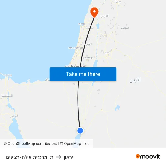 ת. מרכזית אילת/רציפים to יראון map