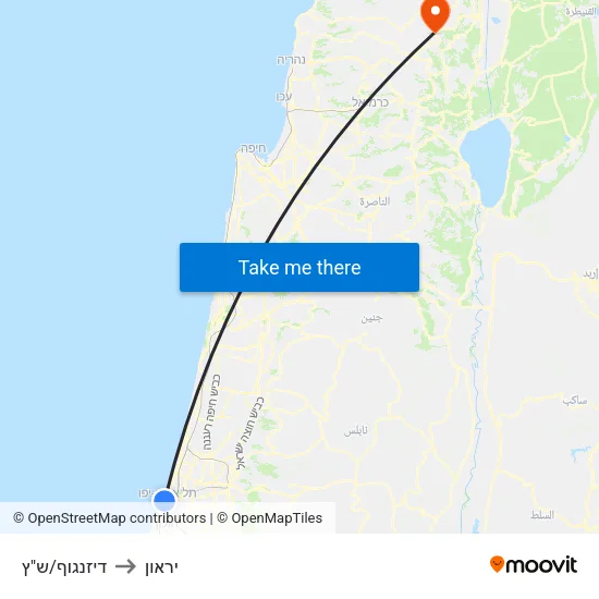 דיזנגוף/ש"ץ to יראון map