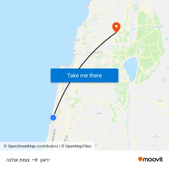 צומת אולגה to יראון map