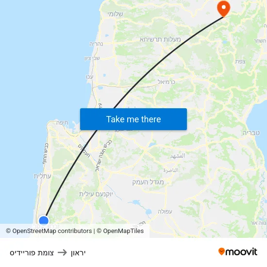 צומת פוריידיס to יראון map