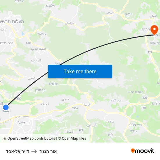 דייר אל-אסד to אור הגנוז map