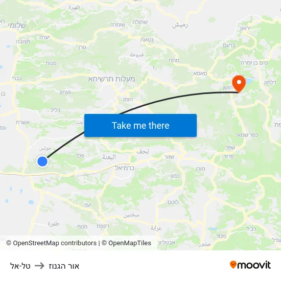 טל-אל to אור הגנוז map